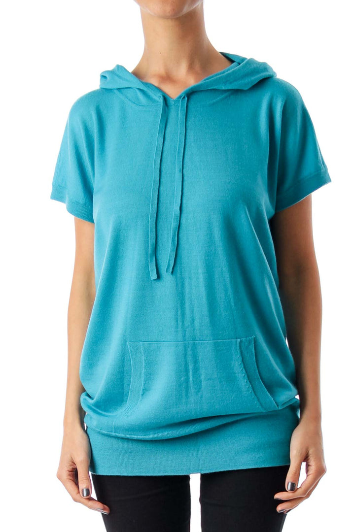 Turquoise Short Sleeve Hoodie