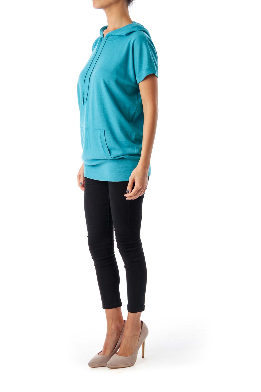 Turquoise Short Sleeve Hoodie