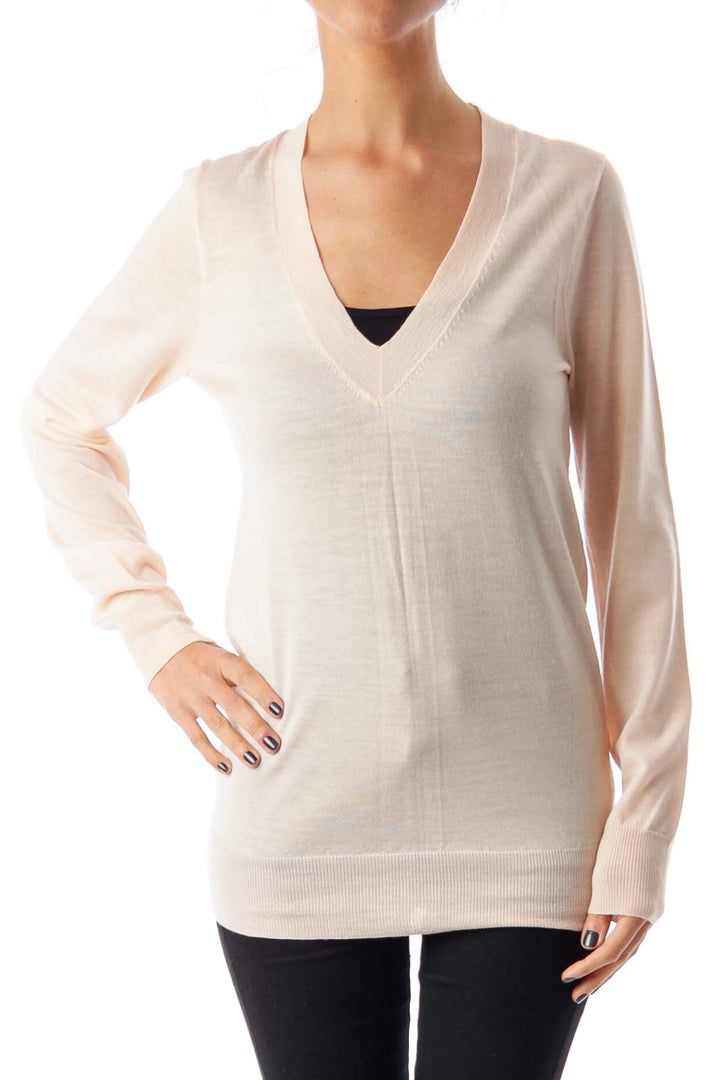 Peach V-neck Sweater