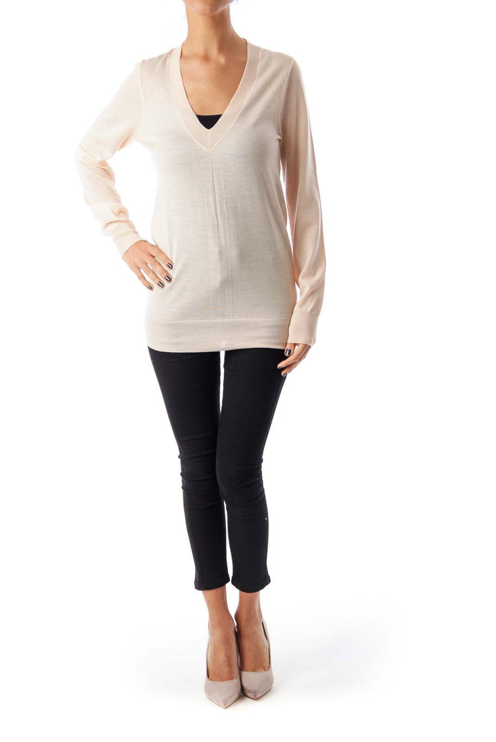 Peach V-neck Sweater