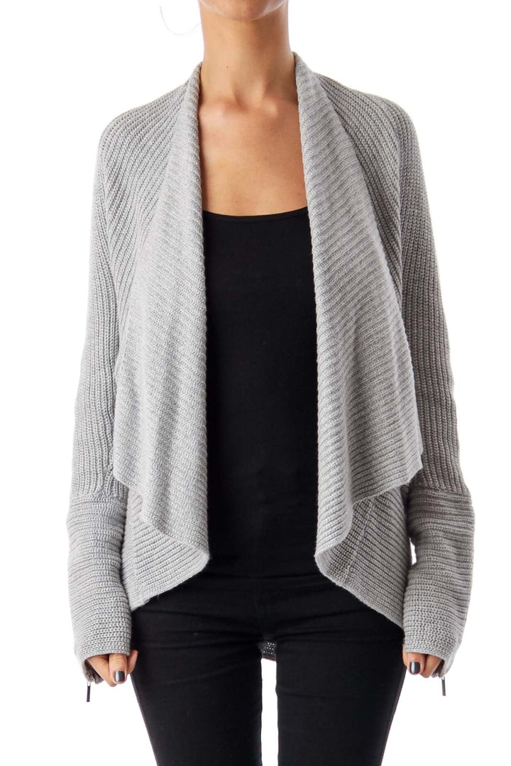 Gray Zipper Sleeve Knit