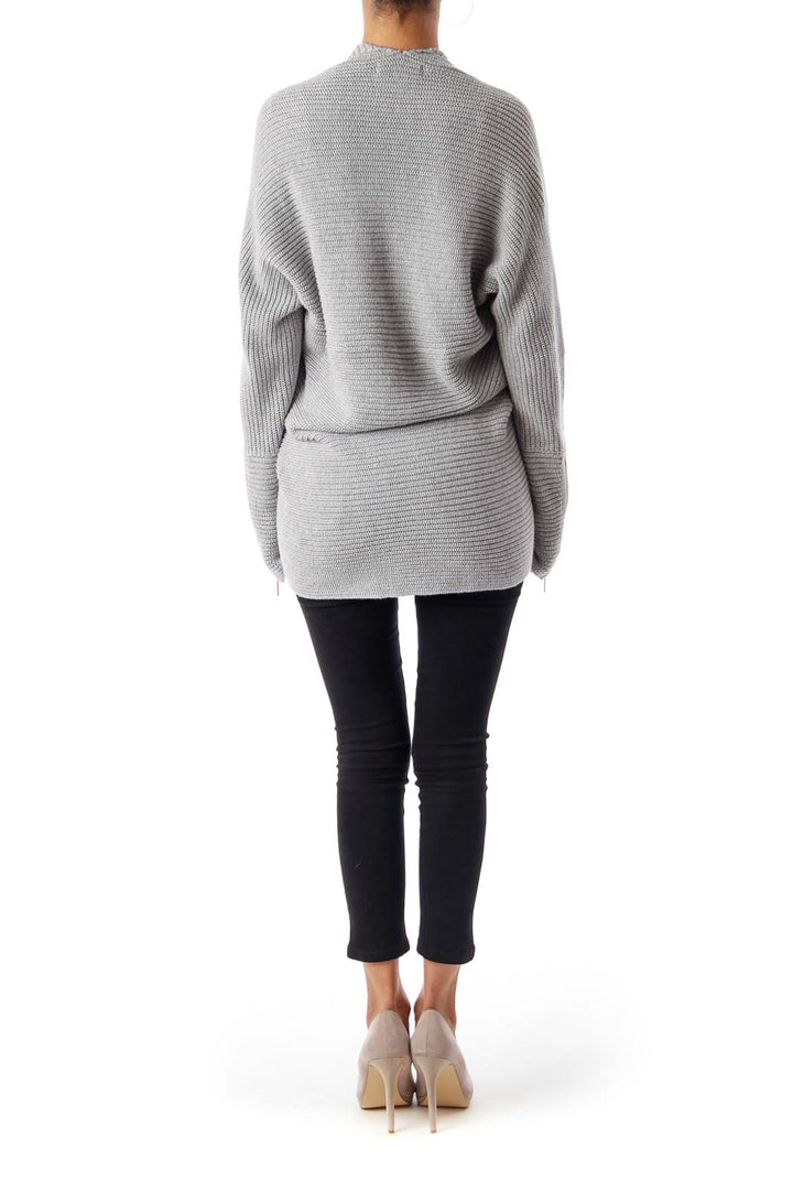 Gray Zipper Sleeve Knit