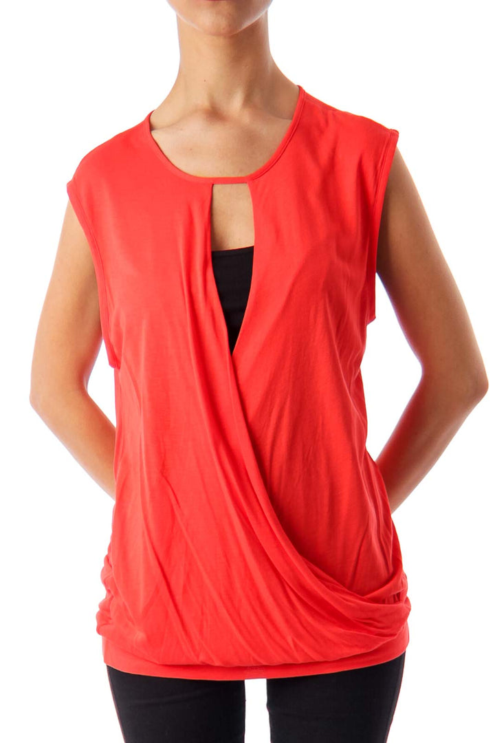 Coral Jersey Sleeveless Top