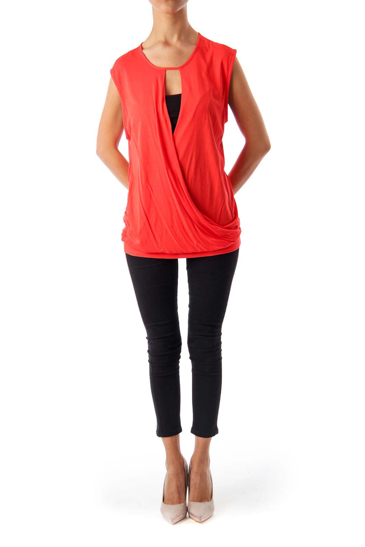 Coral Jersey Sleeveless Top