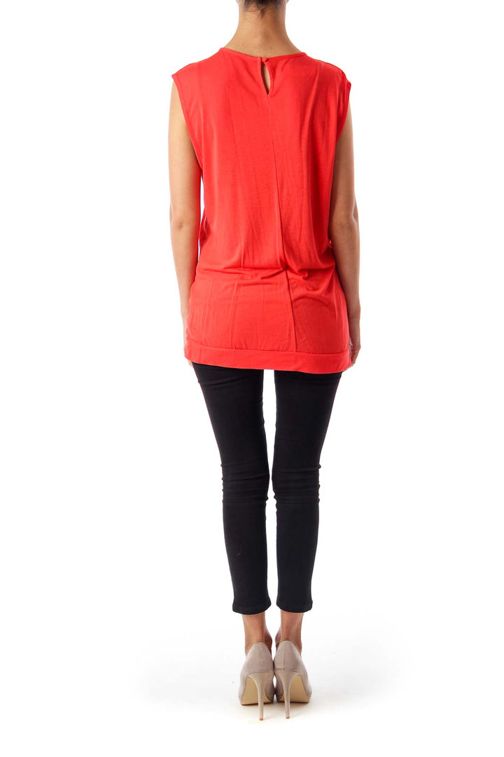 Coral Jersey Sleeveless Top