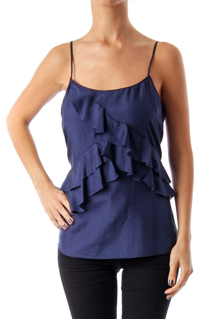 Navy Ruffle Cami Top