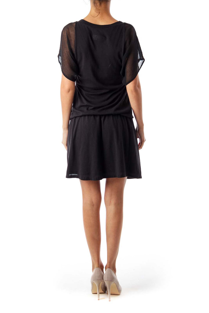 Black Short Sleeve Jersey Dress