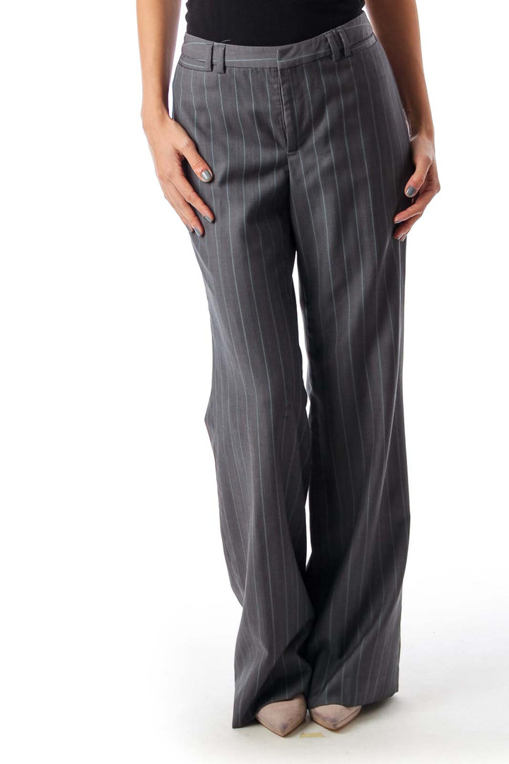 Gray &Blue Stripe Wide Leg Pants