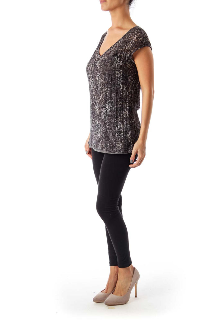 Black & Gray Shear Sleeveless Top