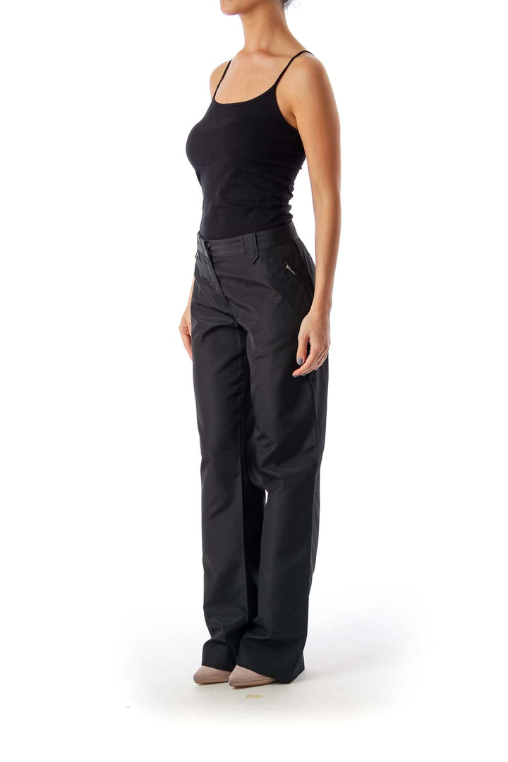 Black Pocket Detail Wide Leg Pants