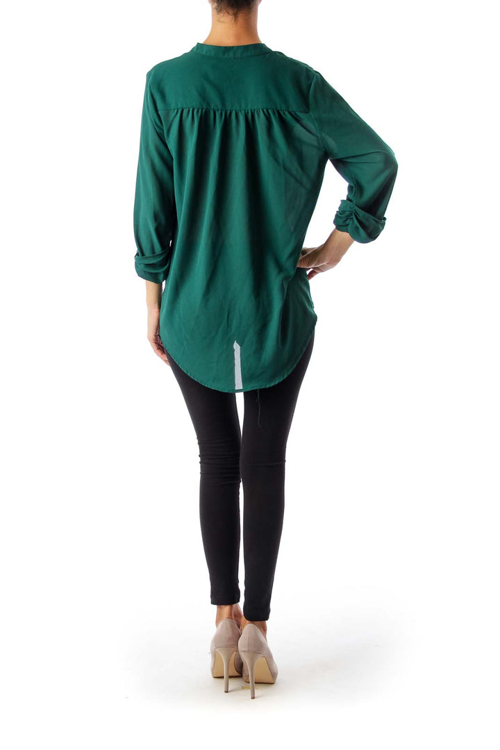 Green V-Neck Jersey Top