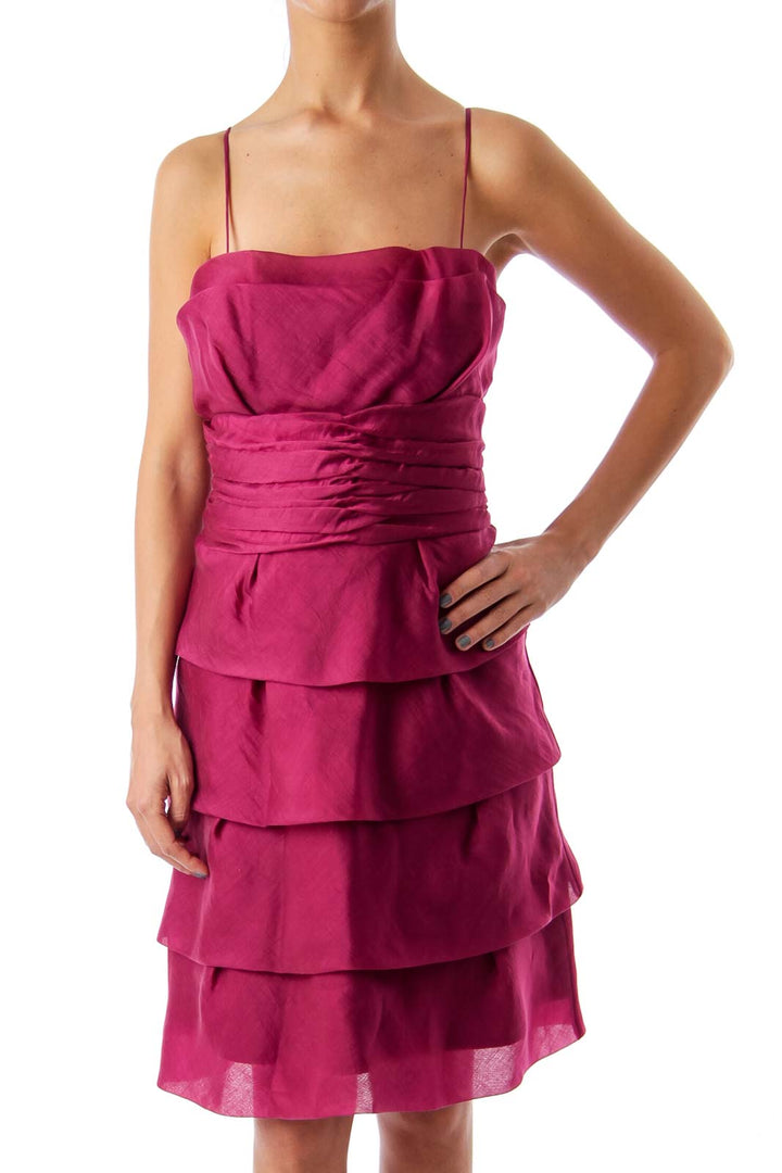 Purple Spaghetti Strap Ruffle Dress