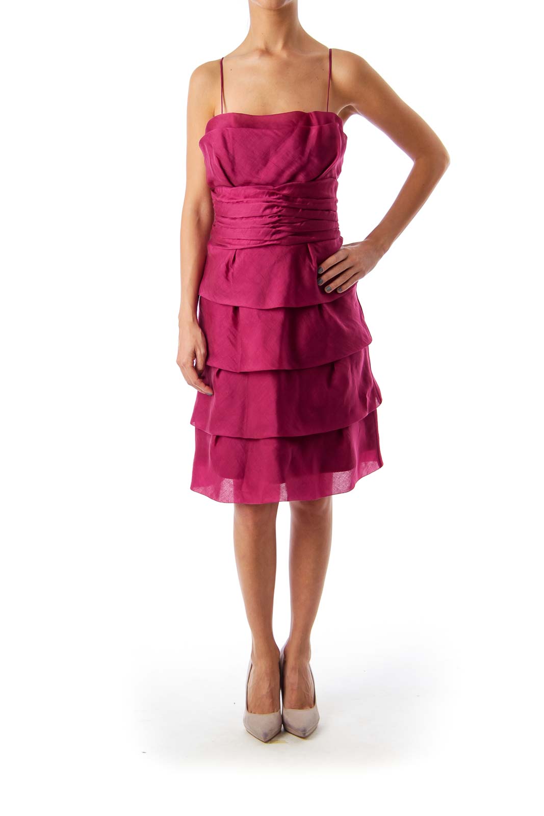 Purple Spaghetti Strap Ruffle Dress