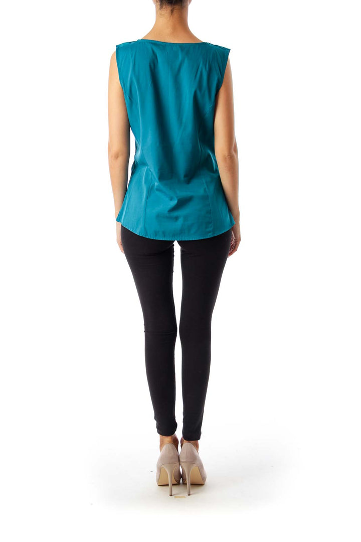 Turquoise Ruffle Sleeveless Shirts