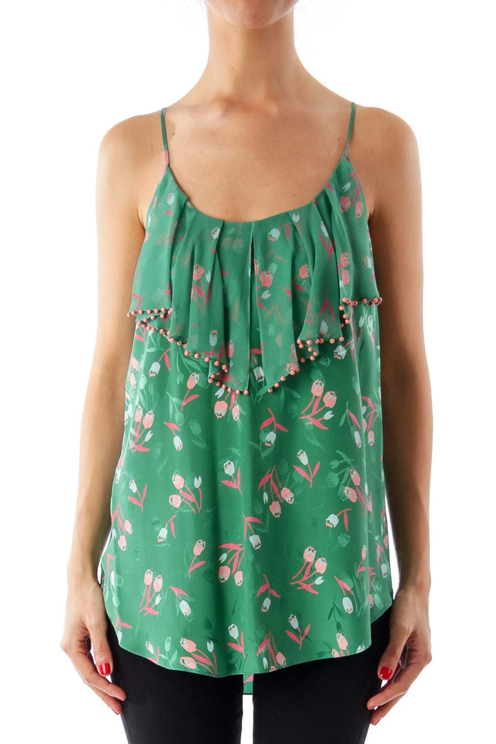 Green Tulip Print Cami Top