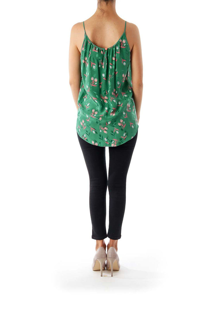 Green Tulip Print Cami Top