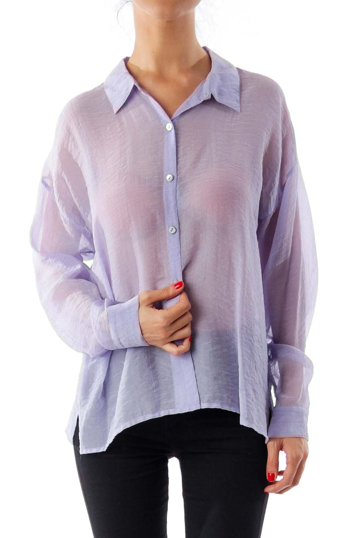 Purple See Through Blouse