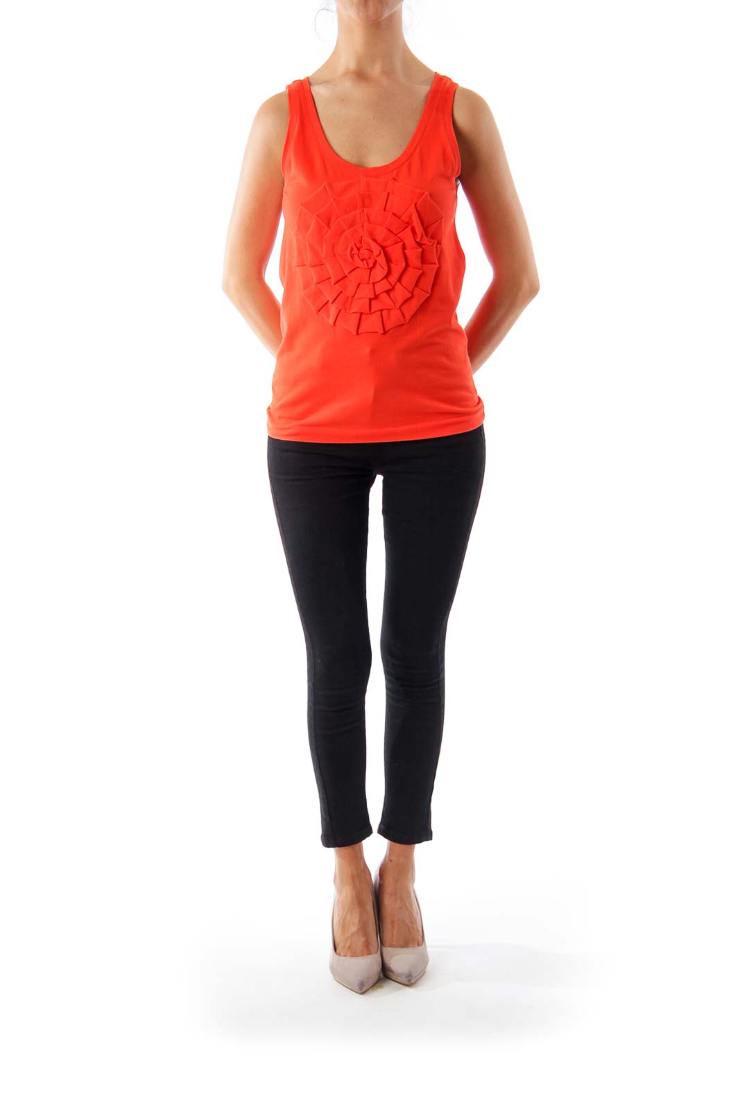 Orange Flower Detail Tank Top