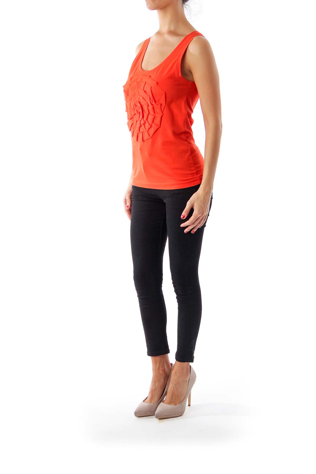 Orange Flower Detail Tank Top