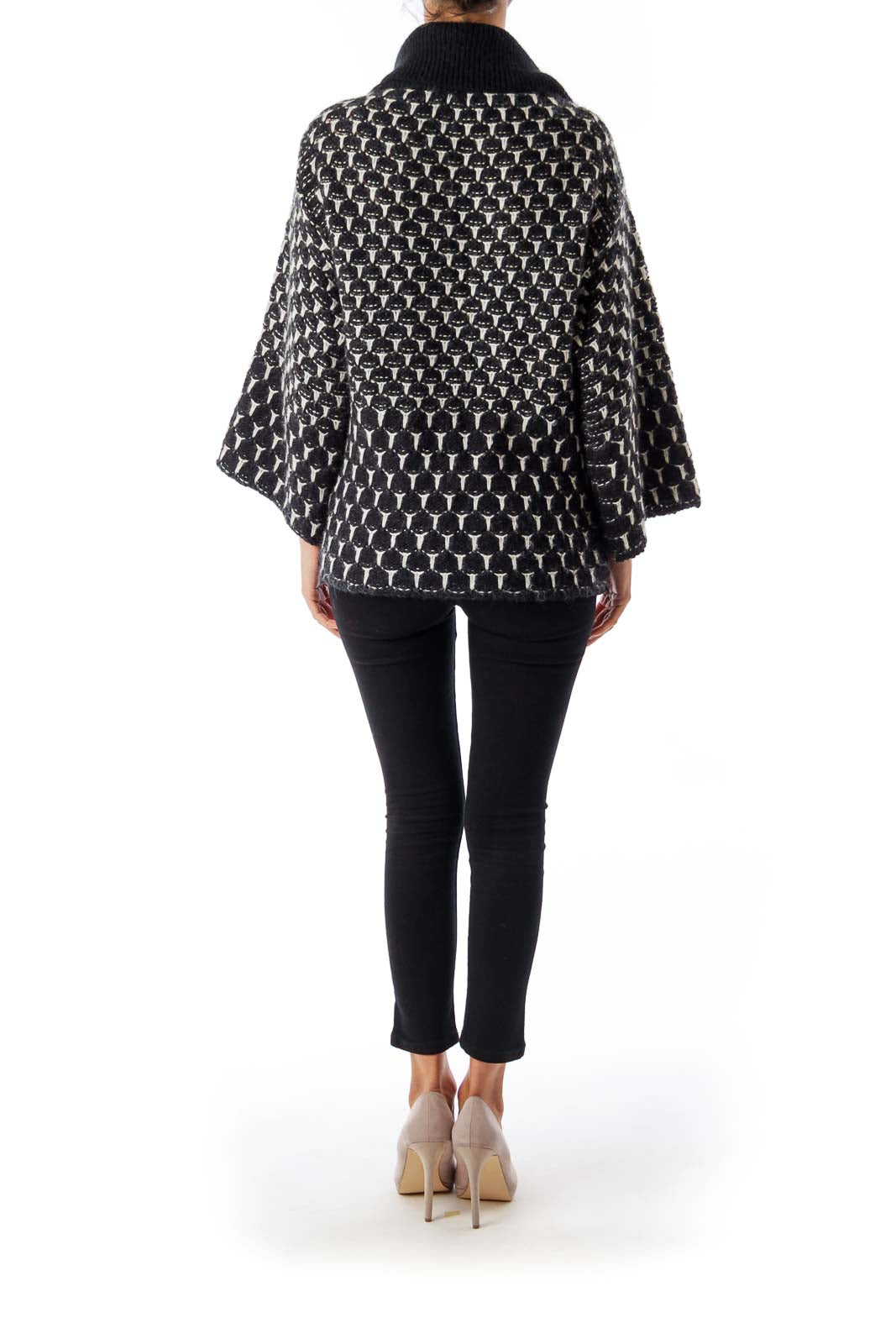 Black & White Woven Double Button Down Cardigan