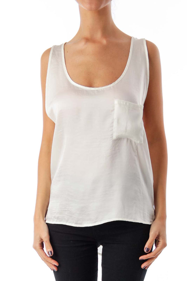 Cream One Pocket Tank Blouse