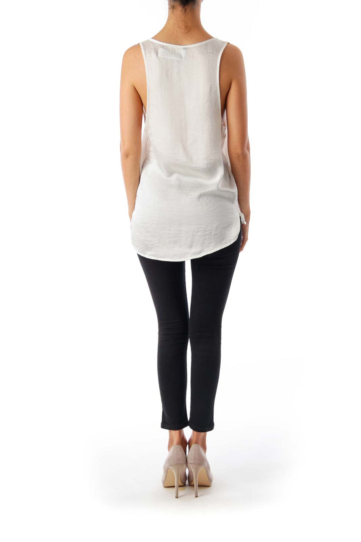 Cream One Pocket Tank Blouse