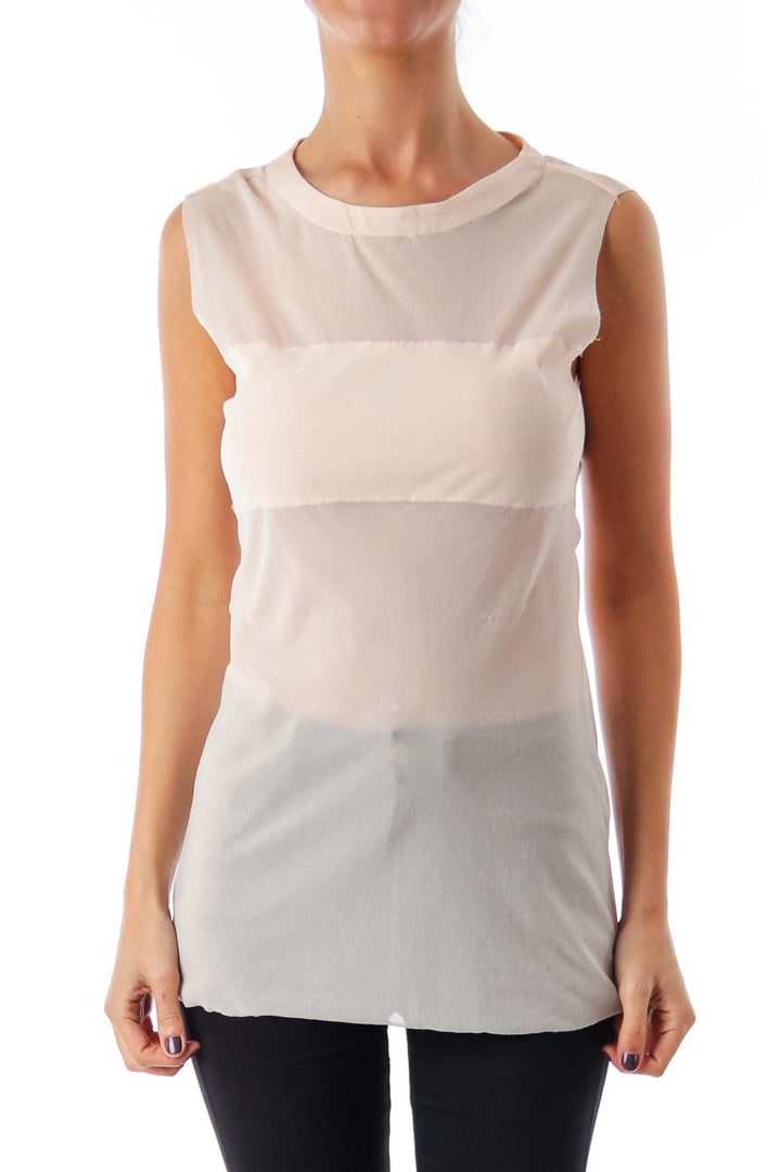 Peach See Through Sleeveless Top