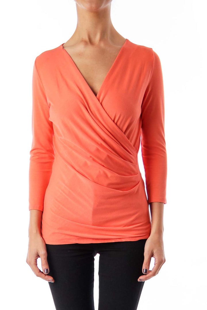 Peach V-neck 'Caprice' Top