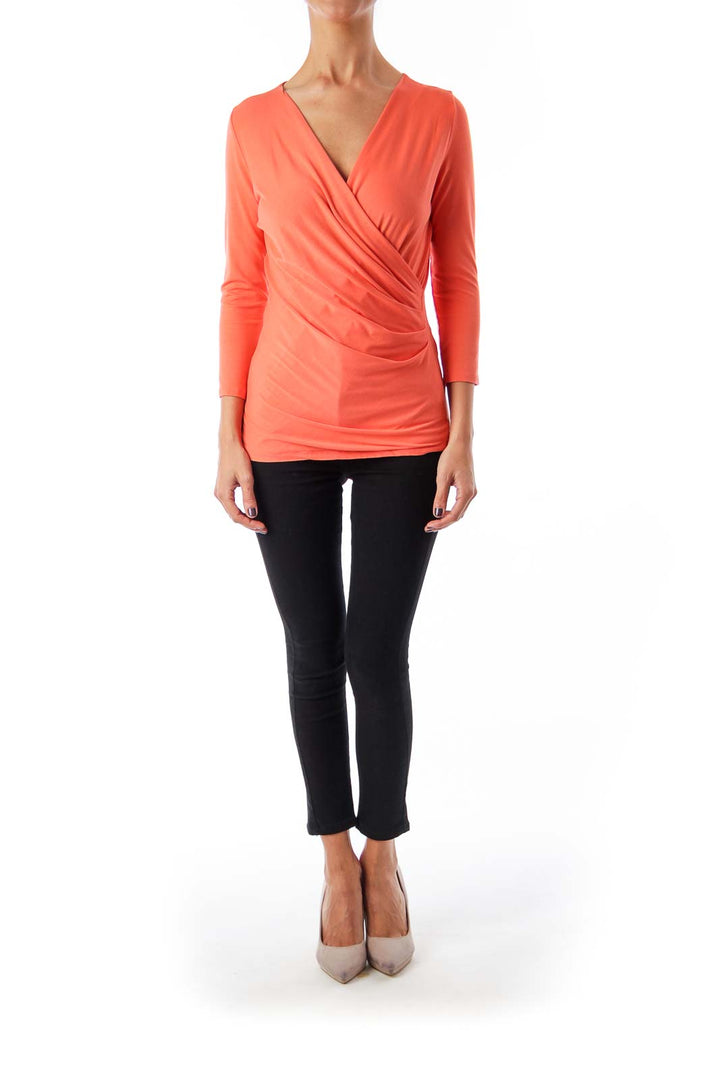 Peach V-neck 'Caprice' Top