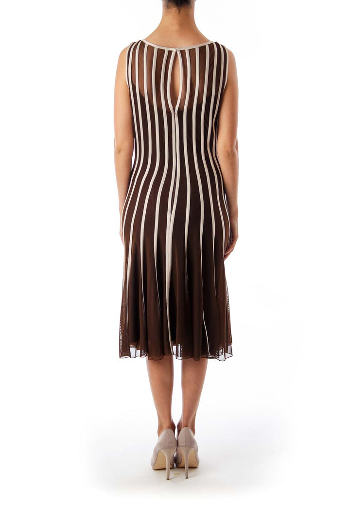 Brown Stripe Flared Dress