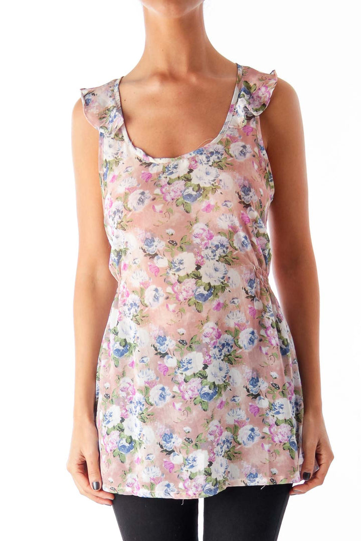 Pink Floral Race Back Top