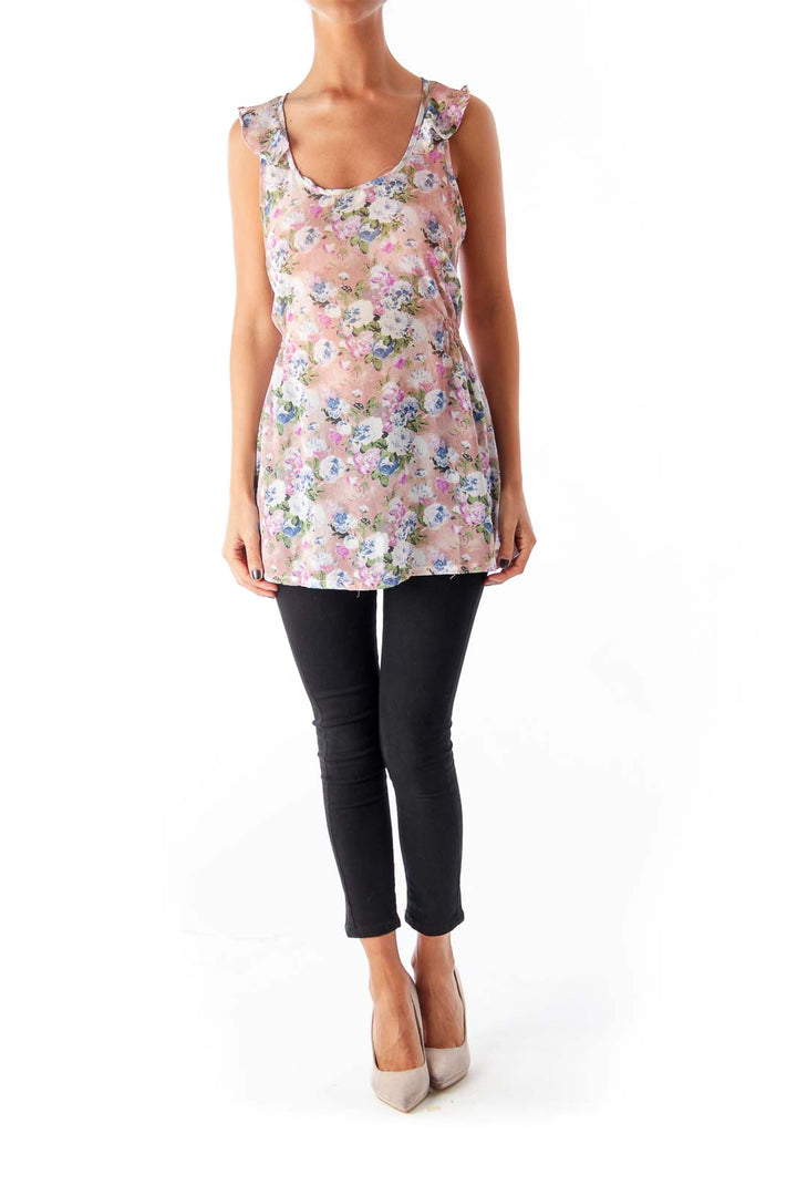 Pink Floral Race Back Top