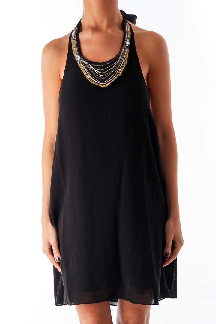 Black Metallic Necklace Dress