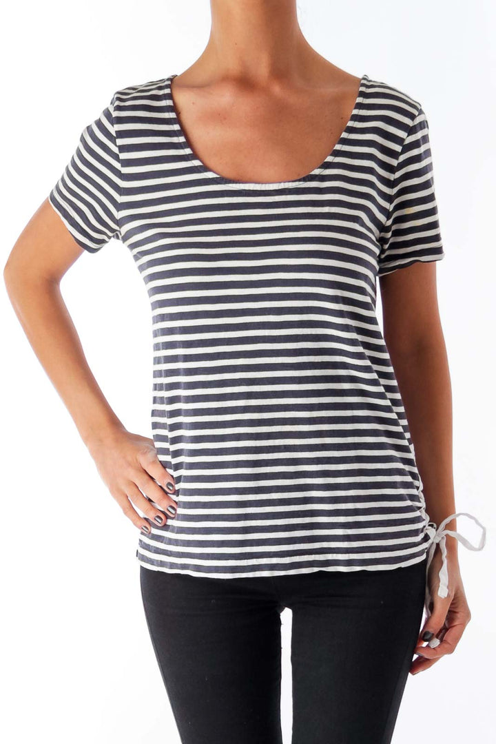 Navy & White Stripe Short Sleeve T-Shirt