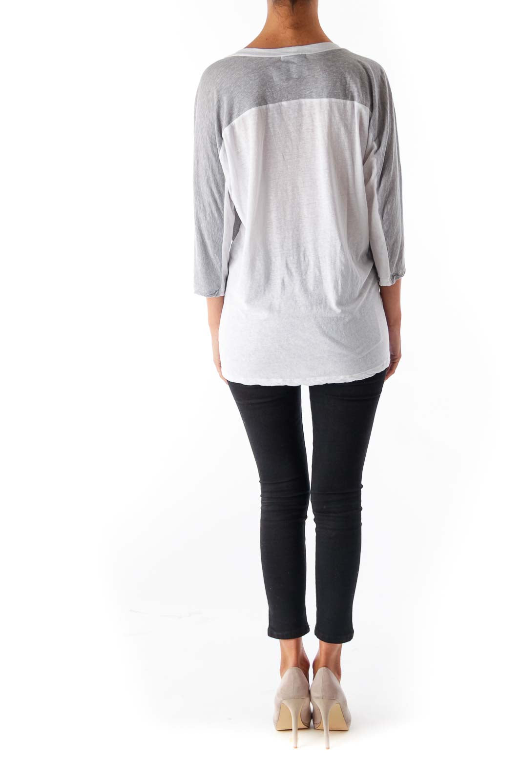 Gray & White Scoopneck Tee