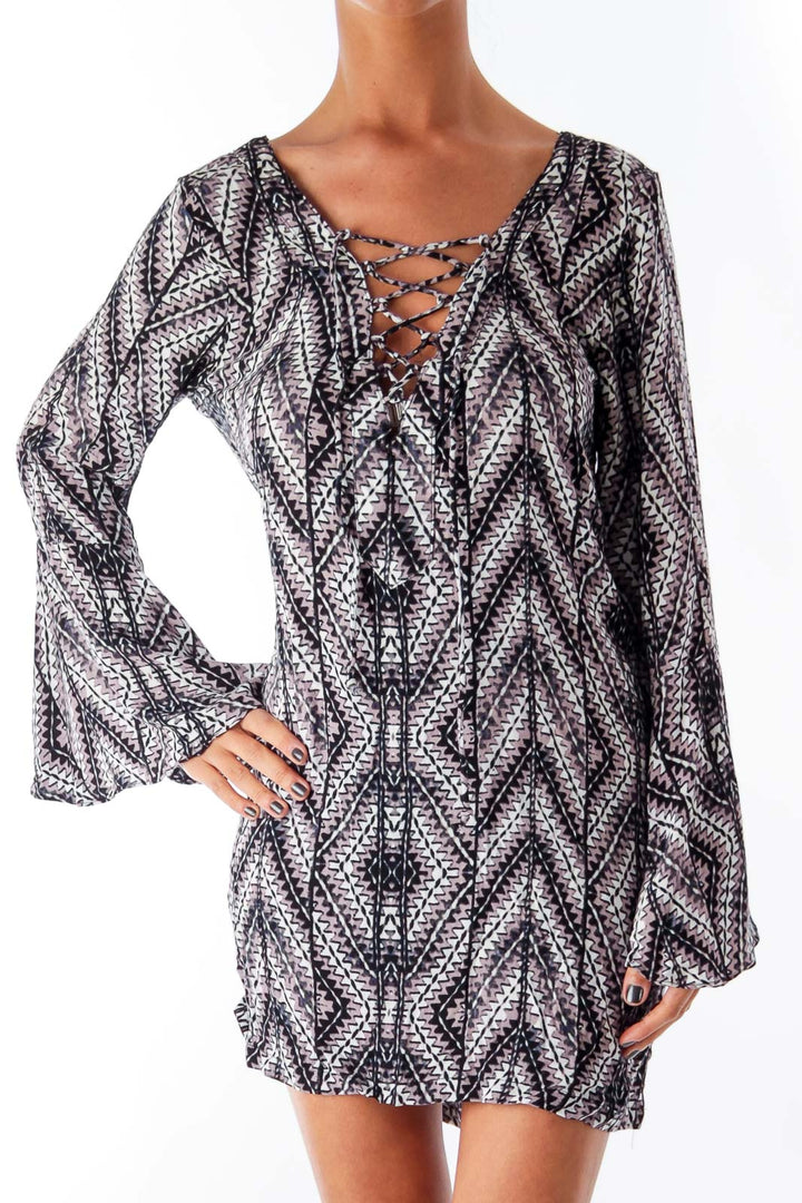 Print Cutout Front Dress