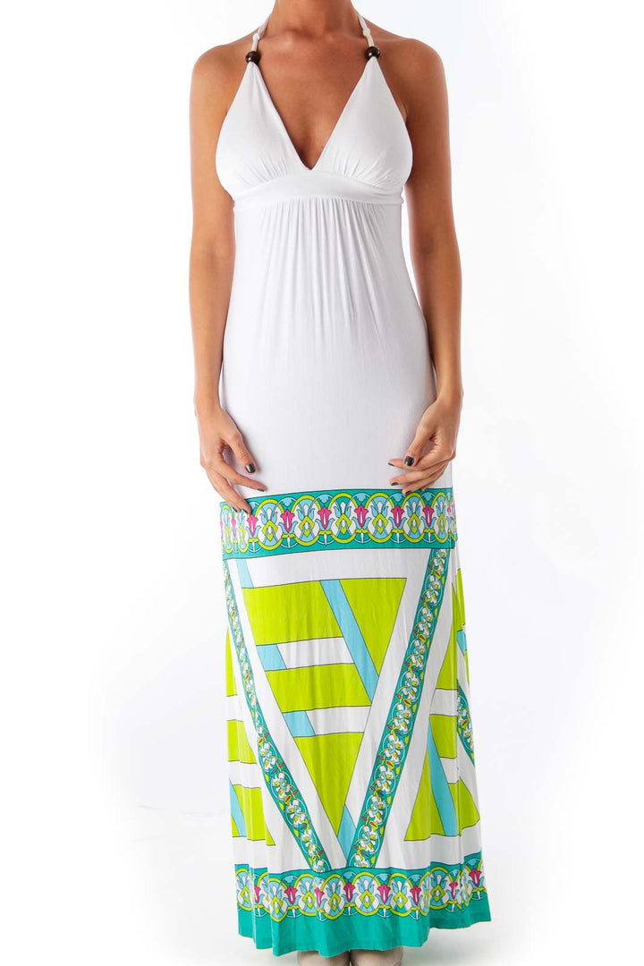 White Halter Maxi Dress