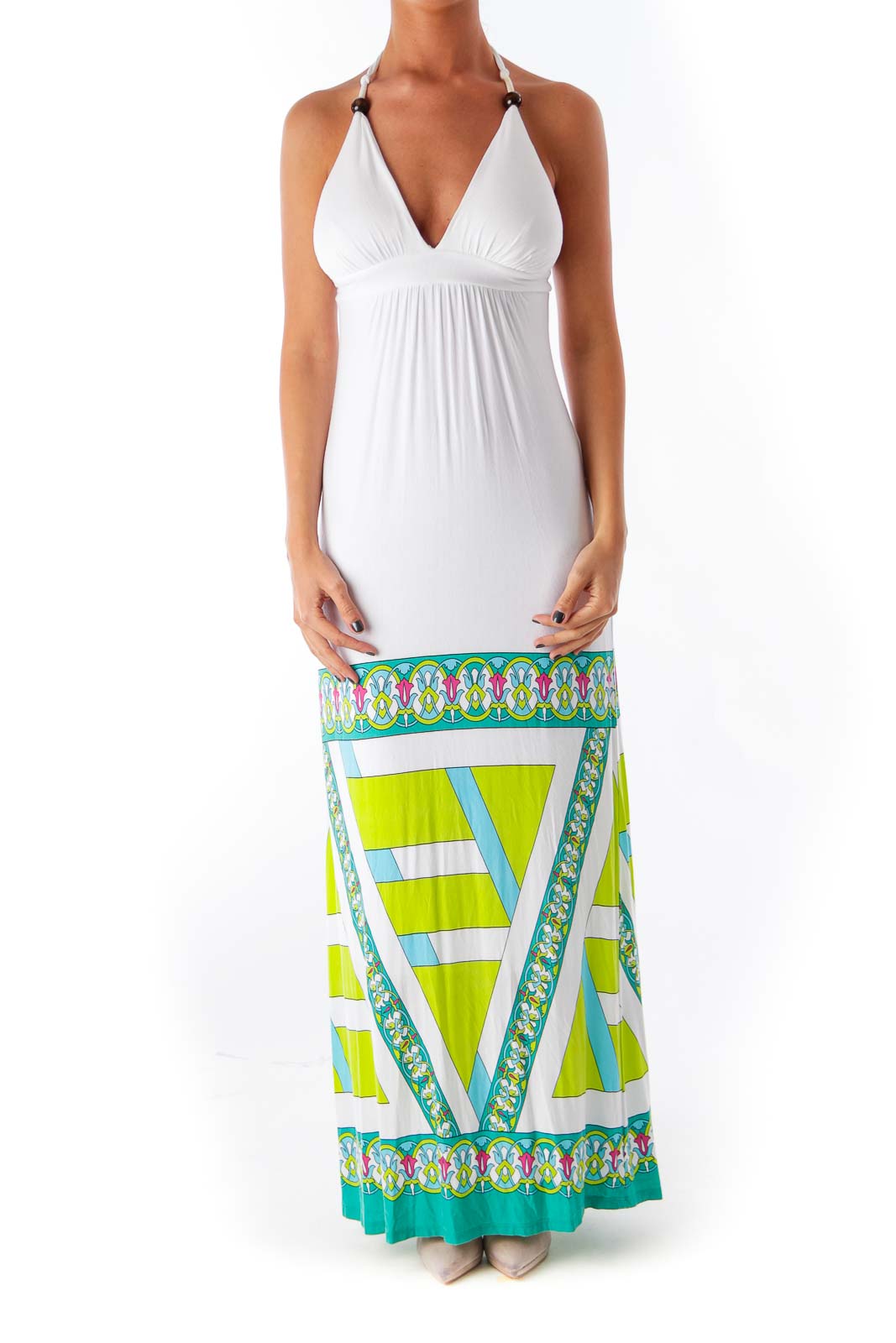 White Halter Maxi Dress