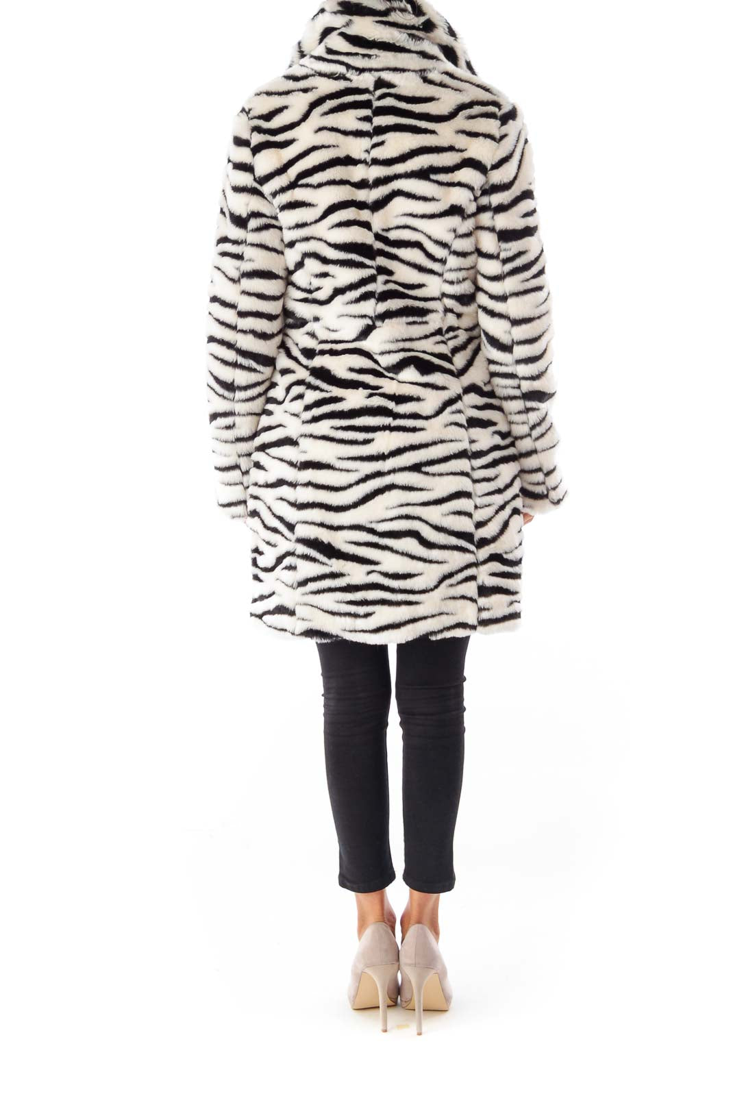 Black & White Zebra Faux Fur Coat