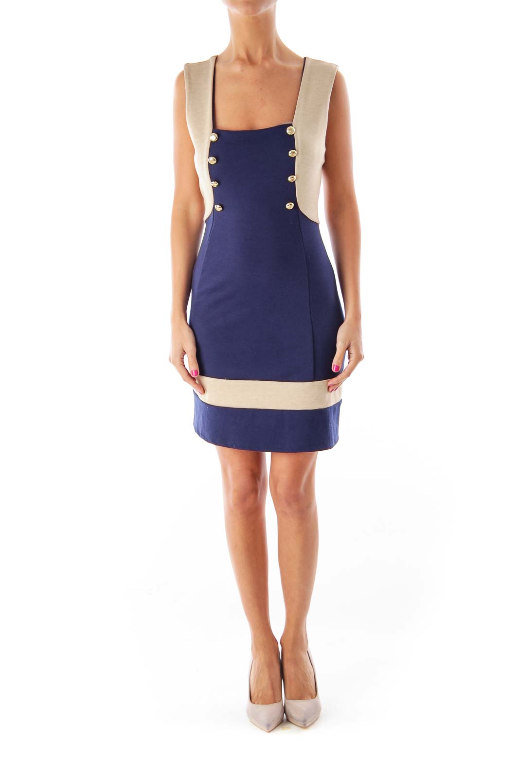 Navy & Beige Nautical Dress