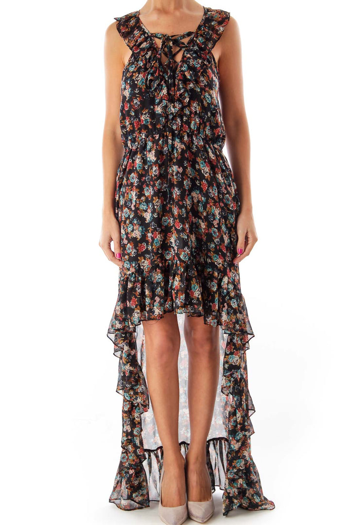 Print Ruffle Mullet Dress