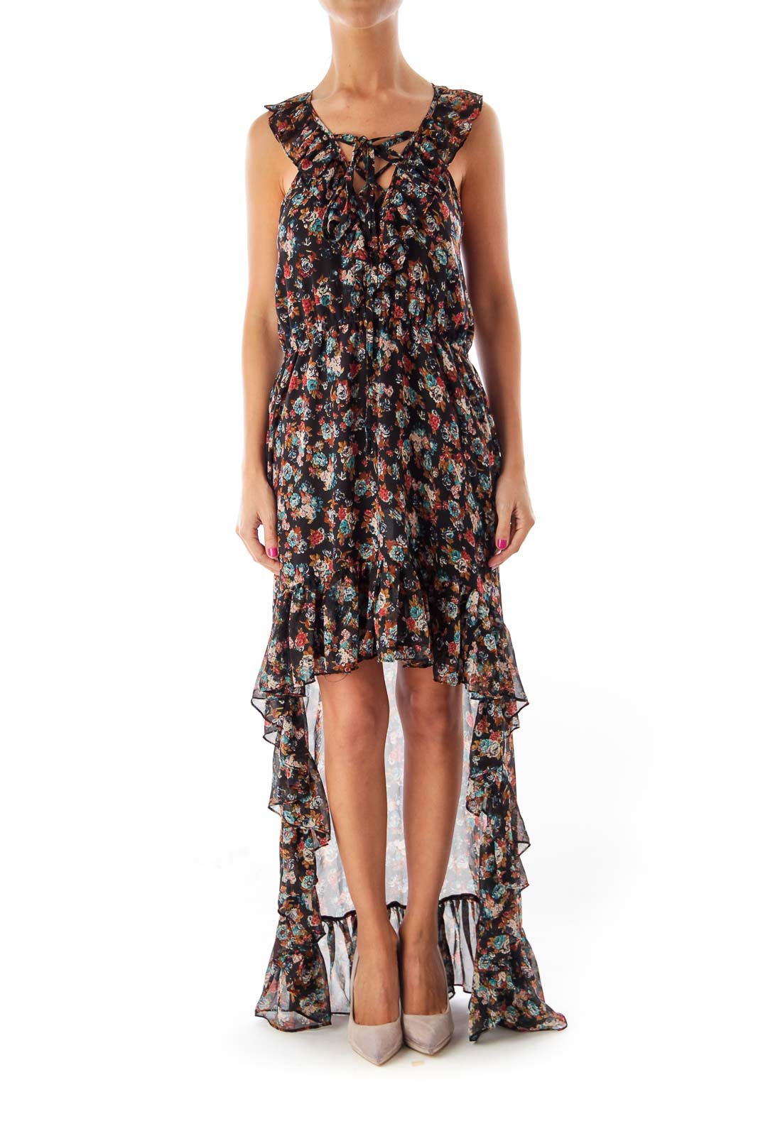 Print Ruffle Mullet Dress