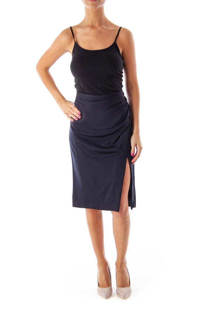 Navy Knee Length Skirt