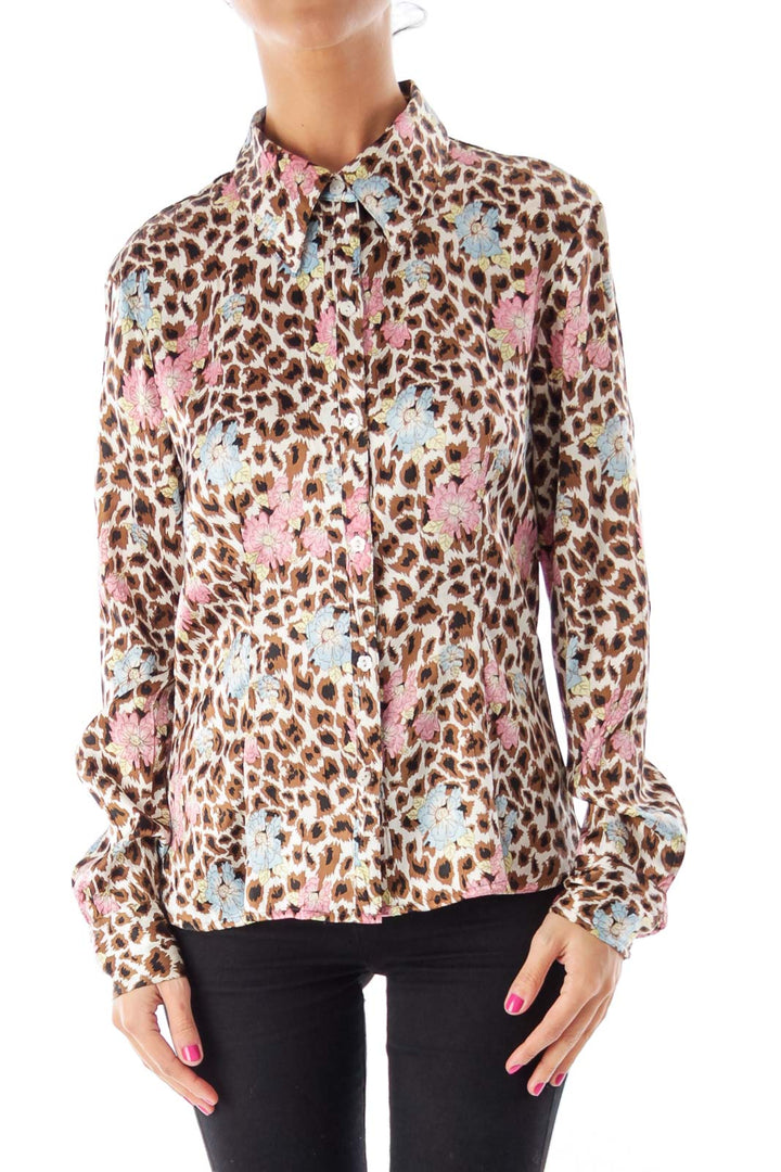 Animal Print & Floral Blouse