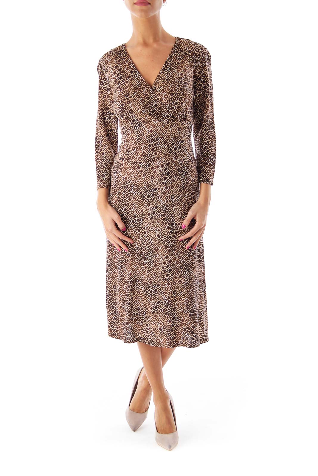 Brown Print Dress