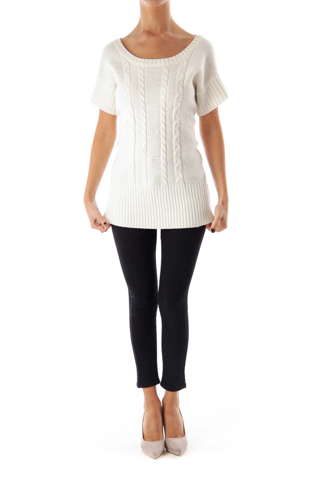 White Short Sleeve Knit Shirt