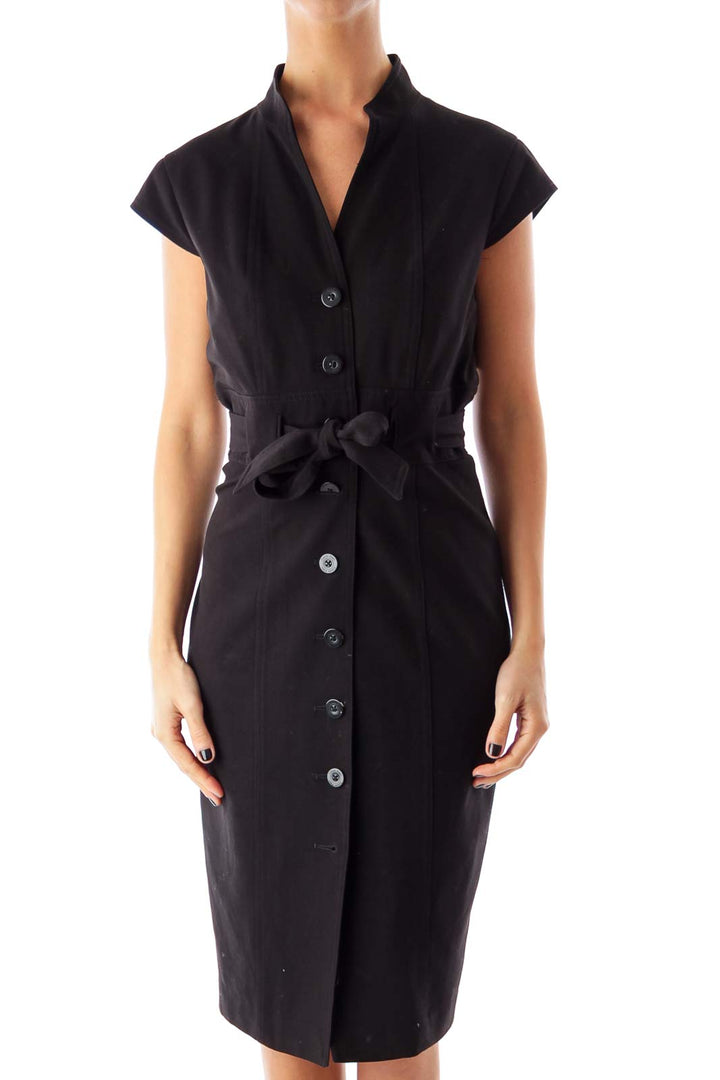 Black Cap Sleeve Dress