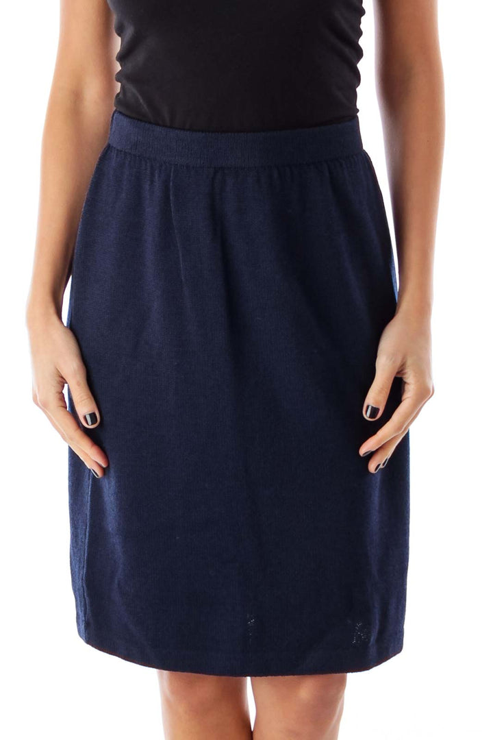 Navy Knit Pencil Skirt