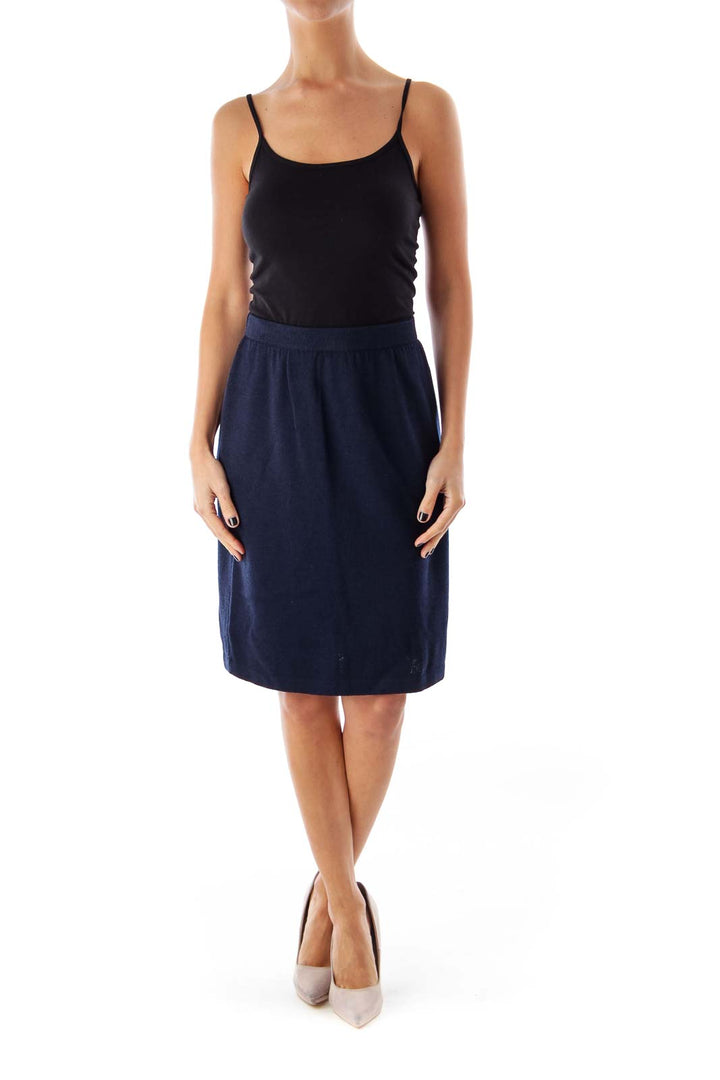 Navy Knit Pencil Skirt