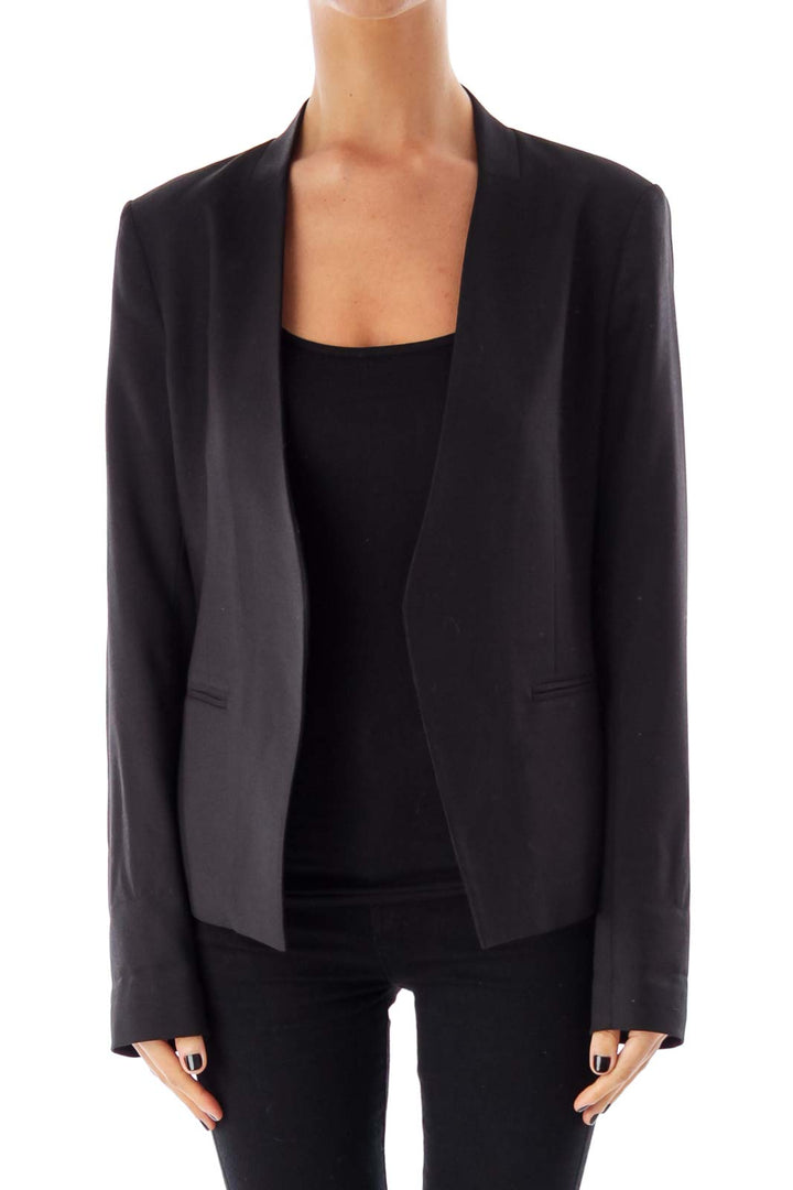 Black Stretch Open Jacket